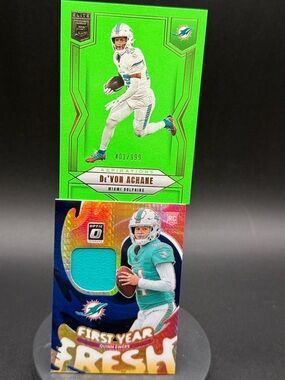 2025 Panini Donruss Optic Quinn Ewers & 2025 Panini Donruss Elite De’von Achane
